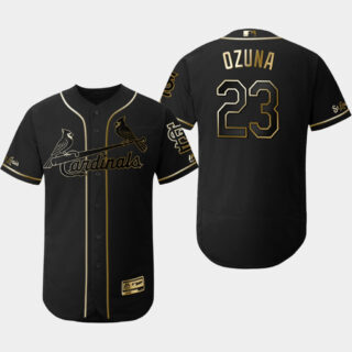 Cardinals 23 Marcell Ozuna Black Gold Flexbase Jersey