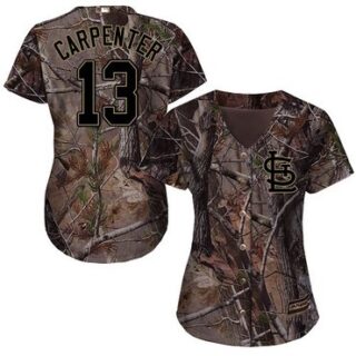 Cardinals #13 Matt Carpenter Camo Realtree Collection Cool Base Women's Stitched Baseball Jersey