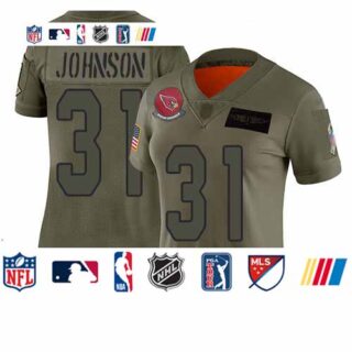 Cardinals #31 David Johnson Camo Women's Stitched Football Limited 2019 Salute to Service Jersey