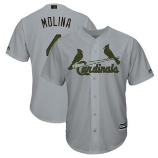 Cardinals #4 Yadier Molina Grey New Cool Base 2018 Memorial Day Stitched Baseball Jersey