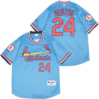 Cardinals 24 Whitey Herzog Blue Throwback Jersey