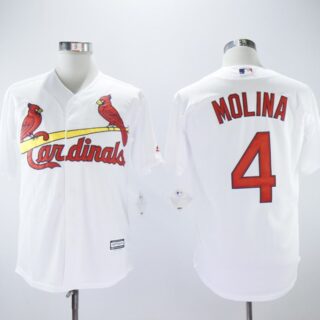 Cardinals 4 Yadier Molina White Cool Base Jersey