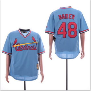 Cardinals 48 Harrison Bader Light Blue Throwback Cool Base Jersey