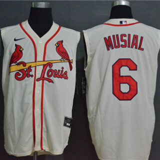 Cardinals 6 Stan Musial Cream Nike Cool Base Sleeveless Jersey