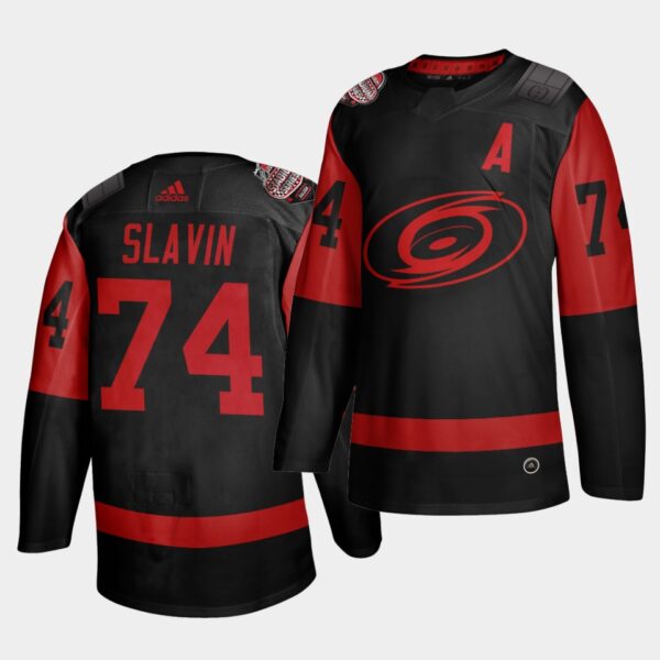 Carolina Hurricanes #74 Jaccob Slavin Black Men's 2021 Stadium Series Outdoor Game Jersey
