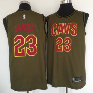 Cavaliers 23 Lebron James Olive Nike Swingman Jersey
