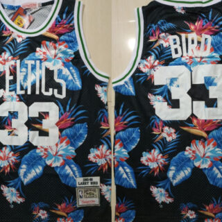 Celtics Bape 33 Larry Bird Black 1985-86 Hardwood Classics Floral Fashion Swingman Jersey