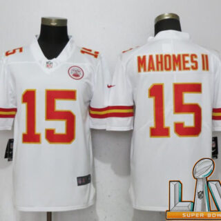 Cheap Super Bowl LV 2021 Men Kansas City Chiefs 15 Mahomes ll White Vapor Untouchable Player Nike Limited NFL Jerseys