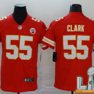 Cheap Super Bowl LV 2021 Men Kansas City Chiefs 55 Clark Red Nike Vapor Untouchable Limited NFL Jersey