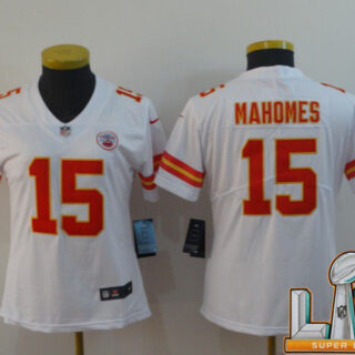 Cheap Super Bowl LV 2021 Women Kansas City Chiefs 15 Mahomes White Nike Vapor Untouchable Limited Player NFL Jerseys