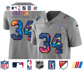 Chicago Bears #34 Walter Payton Men's Nike Multi-Color 2020 NFL Crucial Catch NFL Jersey Greyheather