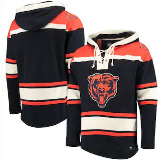 Chicago Bears '47 Lacer V-Neck Pullover Hoodie u2013 Navy Orange