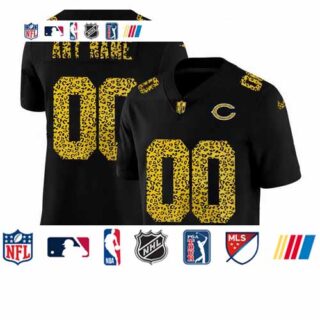 Chicago Bears Custom Men's Nike Leopard Print Fashion Vapor Limited NFL Jersey Black