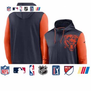 Chicago Bears Navy Orange Fan Gear Mascot Performance Full-Zip Hoodie