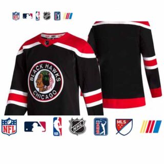 Chicago Blackhawks Blank Black Men's Adidas 2020-21 Reverse Retro Alternate NHL Jersey