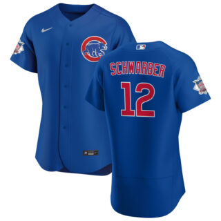 Chicago Cubs #12 Kyle Schwarber Men's Nike Royal Alternate 2020 Authentic Player Jersey
