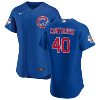 Chicago Cubs #40 Willson Contreras Men's Nike Royal Alternate 2020 Authentic Player Jersey