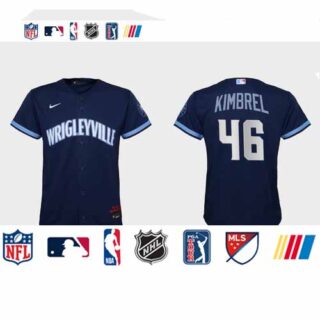 Chicago Cubs #46 Craig Kimbrel Youth Nike 2021 City Connect Navy MLB Jersey