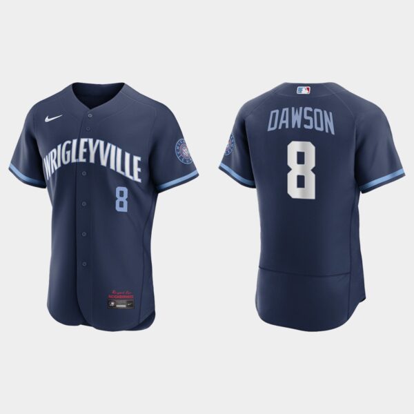 Chicago Cubs #8 Andre Dawson Men's Nike 2021 City Connect Authentic Navy MLB Jersey