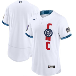Chicago Cubs Blank 2021 White All-Star Flex Base Stitched MLB Jersey