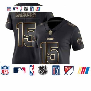 Chiefs #15 Patrick Mahomes Black Gold Women's Stitched Football Vapor Untouchable Limited Jersey