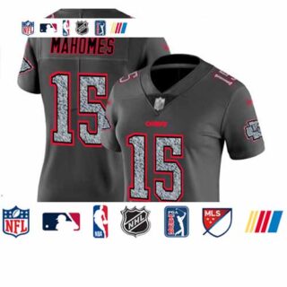 Chiefs #15 Patrick Mahomes Gray Static Women's Stitched Football Vapor Untouchable Limited Jersey