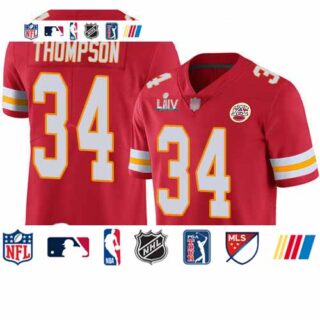 Chiefs #34 Darwin Thompson Red Team Color Super Bowl LIV Bound Youth Stitched Football Vapor Untouchable Limited Jersey