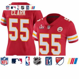 Chiefs #55 Frank Clark Red Team Color Super Bowl LIV Bound Women's Stitched Football Vapor Untouchable Limited Jersey
