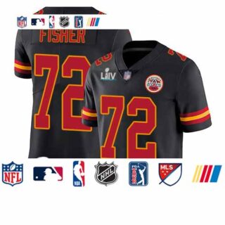 Chiefs #72 Eric Fisher Black Super Bowl LIV Bound Youth Stitched Football Limited Rush Jersey
