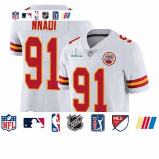 Chiefs #91 Derrick Nnadi White Super Bowl LIV Bound Men's Stitched Football Vapor Untouchable Limited Jersey