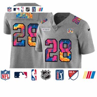 Cincinnati Bengals #28 Joe Mixon Men's Nike Multi-Color 2020 NFL Crucial Catch NFL Jersey Greyheather