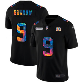 Cincinnati Bengals #9 Joe Burrow Men's Nike Multi-Color Black 2020 NFL Crucial Catch Vapor Untouchable Limited Jersey