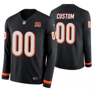 Cincinnati Bengals Custom Black Therma Long Sleeve Jersey