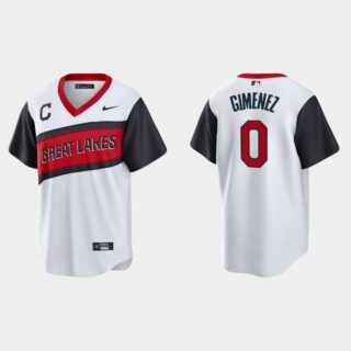Cleveland Indians #0 Andres Gimenez Men's Nike White 2021 Little League Classic Game MLB Jersey