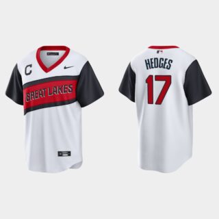 Cleveland Indians #17 Austin Hedges Men's Nike White 2021 Little League Classic Game MLB Jersey