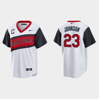 Cleveland Indians #23 Daniel Johnson Men's Nike White 2021 Little League Class Game MLB Jersey