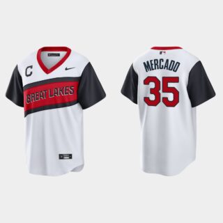 Cleveland Indians #35 Oscar Mercado Men's Nike White 2021 Little League Class Game MLB Jersey