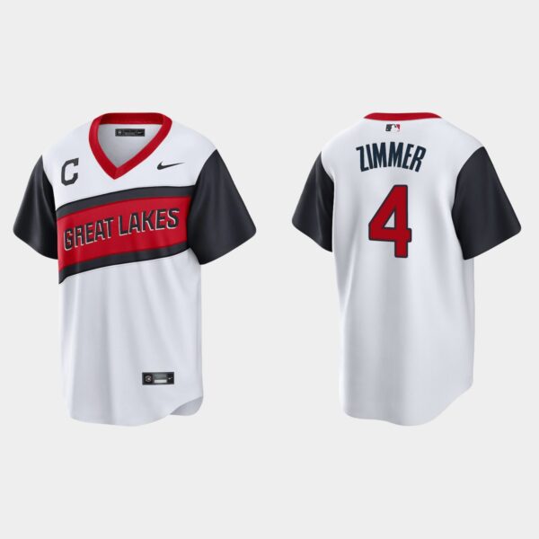 Cleveland Indians #4 Bradley Zimmer Men's Nike White 2021 Little League Classic Game MLB Jersey