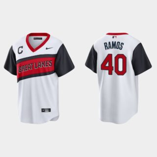 Cleveland Indians #40 Wilson Ramos Men's Nike White 2021 Little League Class Game MLB Jersey