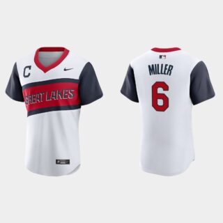 Cleveland Indians #6 Owen Miller Men's Nike White 2021 Little League Class Authentic MLB Jersey