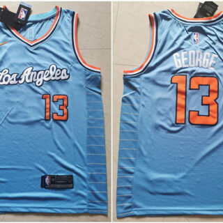 Clippers 13 Paul George Light Blue Nike Swingman Jersey