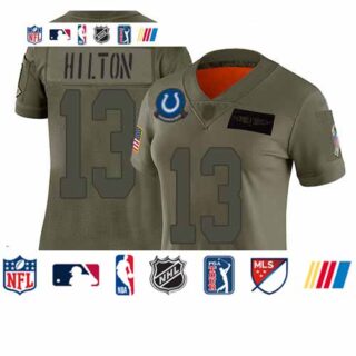Colts #13 T.Y. Hilton Camo Women's Stitched Football Limited 2019 Salute to Service Jersey