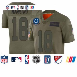 Colts #18 Peyton Manning Camo Men's Stitched Football Limited 2019 Salute To Service Jersey