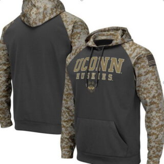 Connecticut Huskies Gray Camo Men's Pullover Hoodie