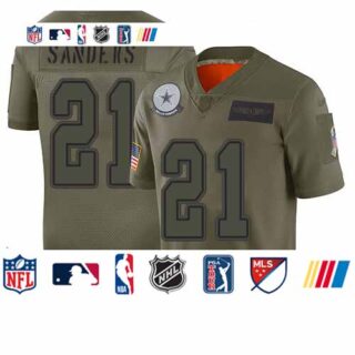Cowboys #21 Deion Sanders Camo Youth Stitched Football Limited 2019 Salute to Service Jersey