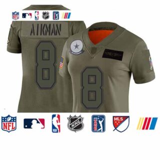 Cowboys #8 Troy Aikman Camo Women's Stitched Football Limited 2019 Salute to Service Jersey