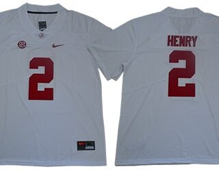 Crimson Tide #2 Derrick Henry White SEC Patch Limited Stitched College Jersey
