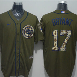 Cubs 17 Kris Bryant Olive 2020 Nike Cool Base Jersey