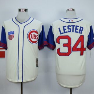 Cubs 34 Jon Lester Cream Cooperstown Collection Jersey