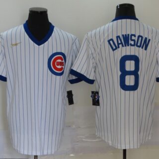 Cubs 8 Andre Dawson White Nike Cool Base Jersey